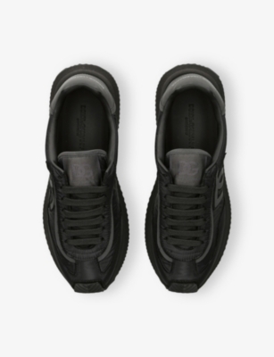 Dolce & Gabbana Low-top Nylon Sneakers With Leather Inserts In Black
