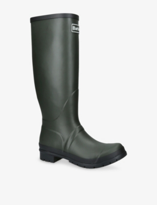 Barbour Womens Dark Green Abbey Rubber Wellington Boots Eur 39 / 6 Uk In Green