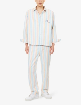 Sergio Tacchini Mens Clear Sky Gardenia  X Wavey Eden Striped Cotton Shirt In Multi