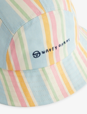 Sergio Tacchini Mens Clear Sky Gardenia  X Wavey Garms Dropout Cotton Bucket Hat
