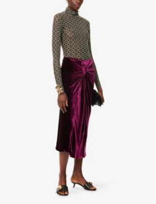 Dries Van Noten Geometric Pattern Turtleneck Long Sleeve Sweater In Green