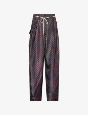 DRIES VAN NOTEN: Polka-Dot Wide-Leg Silk Trousers