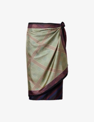 DRIES VAN NOTEN: Printed Silk Midi Skirt