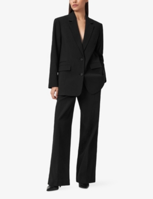 Allsaints Womens Black Essen Single-breasted Stretch-cotton Blazer In Black
