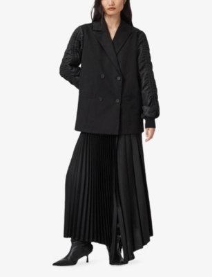 Allsaints Womens Black Lorna Cotton And Shell Blazer Jacket In Black