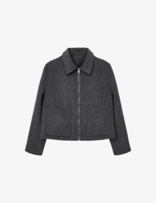 Allsaints Womens Charcoal Grey Seannah Regular-fit Zip-up Wool-blend Jacket In Gray