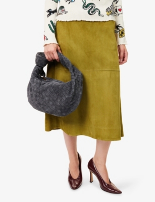 Bottega Veneta Womens Graphite-gold Teen Jodie Leather-suede Shoulder Bag