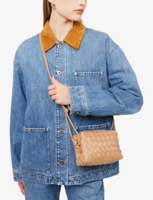 Bottega Veneta Womens Biscuit-gold Mini Loop Intrecciato Leather Shoulder Bag