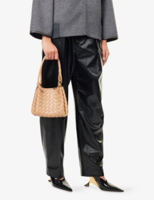 Bottega Veneta Womens Biscuit-m Brass Parachute Mini Leather Shoulder Bag