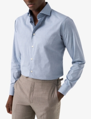 ETON: Micro Check Slim-Fit Fine-Twill Shirt