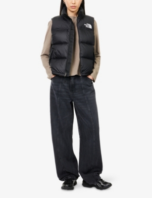 The North Face Womens Tnf Black 1996 Retro Nuptse Hooded Shell-down Vest Xs In Black