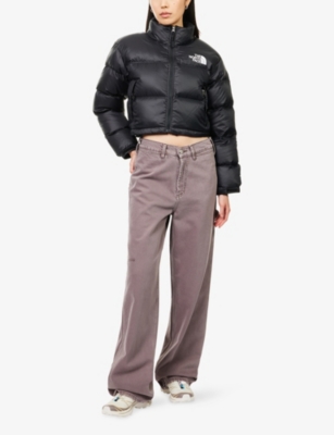 The North Face Womens Tnf Black Tnf Black Nuptse Cropped Shell-down Jacket In Black