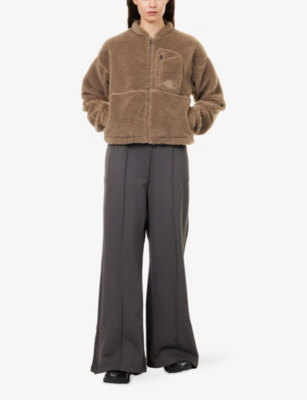 The North Face Womens Mocha Brown Ex Pile Logo-embroidered Fleece Jacket In Neutral
