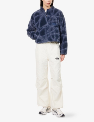 The North Face Womens Summit Navy Sun Halos P Ex Pile Logo-embroidered Fleece Jacket Xs In Blue