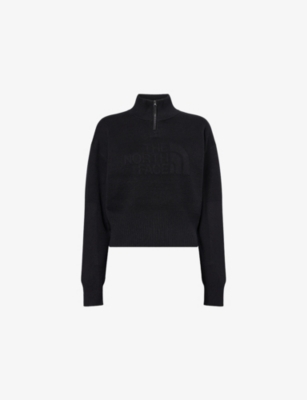 The North Face Womens Tnf Black Half-zip Logo Knitted Jumper In Black