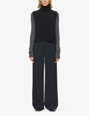 JOSEPH: Buttoned High-Neck Cashmere-Blend Bib