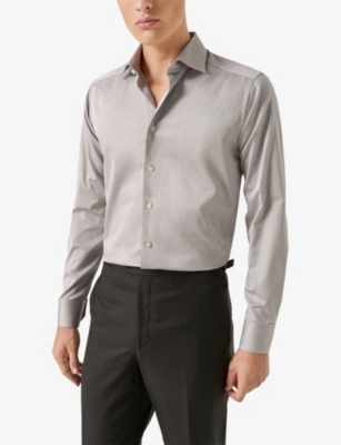 ETON: Slim-Fit Long-Sleeved Cotton-Twill Shirt