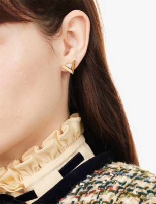 VALENTINO GARAVANI: Je Les V Gold-Toned Brass And Crystal Earrings