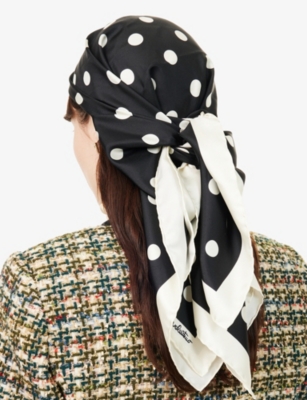 Valentino Womens Nero Burro Polka-dot Square Silk Scarf In Multi