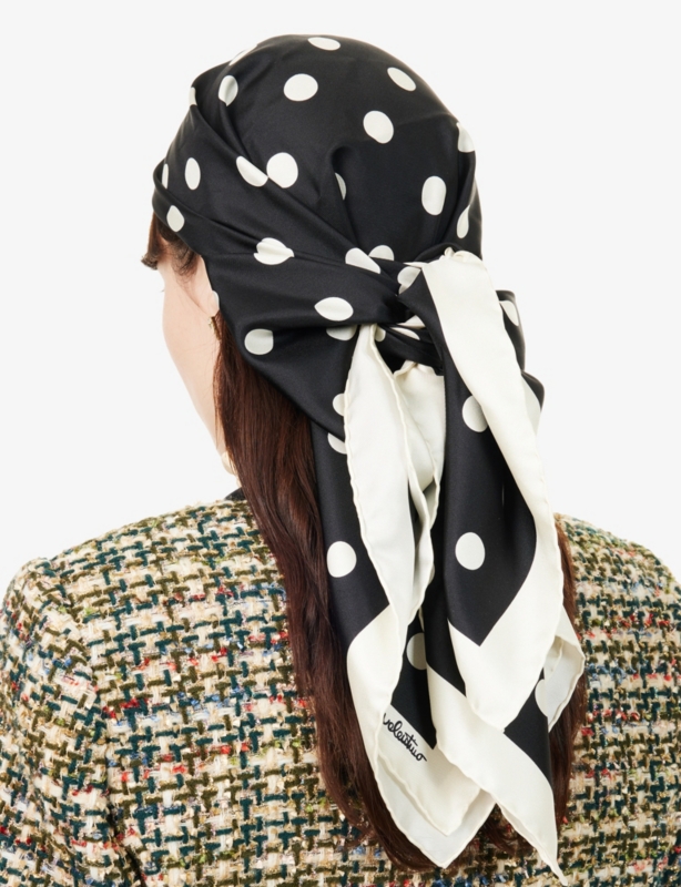 Polka-Dot Square Silk Scarf