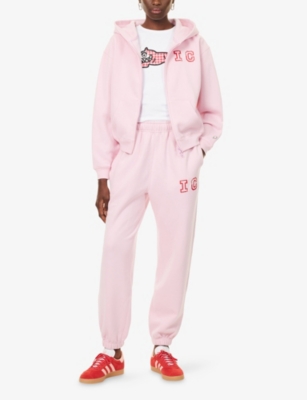 Icecream Womens Pink Cone Embroidered Crop Zip Cotton-jersey Hoody Xs In Pink