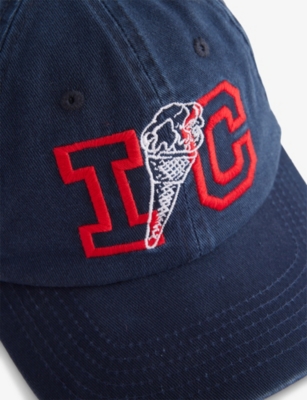 Icecream Womens Navy Cone Embroidered Cotton Baseball Cap In Blue