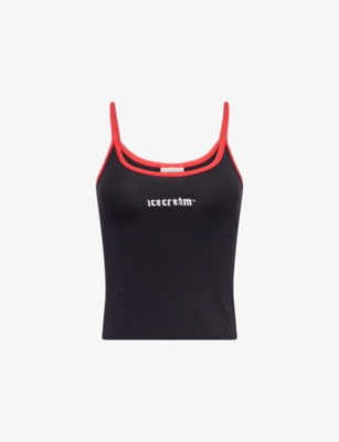 ICECREAM: Soft Serve Cone Logo-Embroidery Cotton-Jersey Vest Top