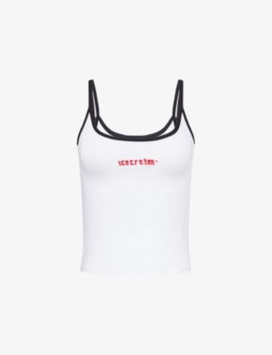 ICECREAM: Soft Serve Cone Logo-Embroidery Cotton-Jersey Vest Top