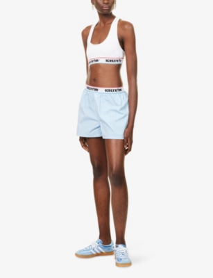 Icecream Womens Blue Stripe Soft Serve Stripe Cotton Boxer Shorts Xs In Blue