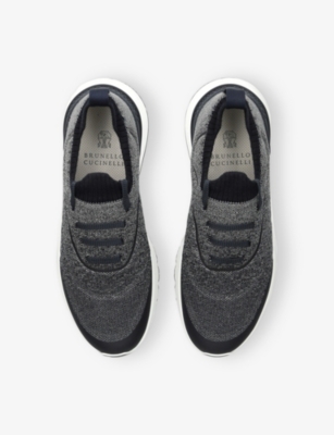 Brunello Cucinelli Runners In Techno Cotton Knit With Termonastrature Shoes In Multi