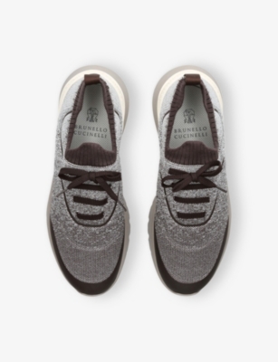 Brunello Cucinelli Men Techno Cotton Knit Sneakers Runners In Multi