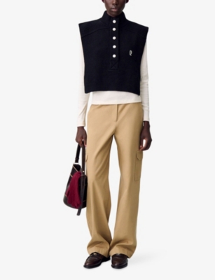 CLAUDIE PIERLOT: Brand-Embroidered Sleeveless Wool Top