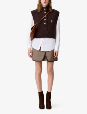CLAUDIE PIERLOT: Brand-Embroidered Sleeveless Wool Top