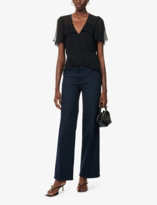 Paige Womens Duchess Sasha Wide-leg Denim Jeans In Blue