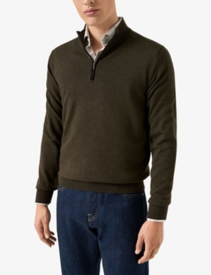 ETON: Quarter-Zip Knitted Wool Jumper