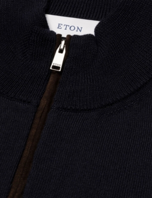 ETON: Quarter-Zip Knitted Wool Jumper