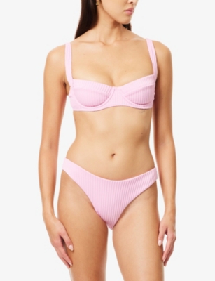 Monday Swimwear Womens Cherry Blossom Matte Rib Sorrento Ribbed Bikini Top In Pink
