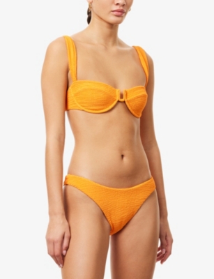 Monday Swimwear Womens Tangerine Crinkle Cala Roja Underwired Bikini Top In Yellow