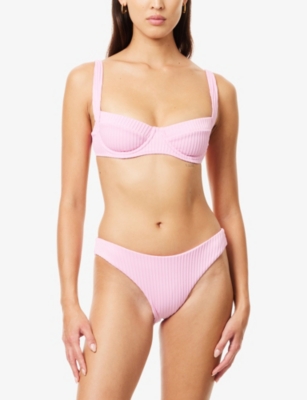Monday Swimwear Womens Cherry Blossom Matte Rib Seychelles Ribbed Bikini Bottoms In Animal Print