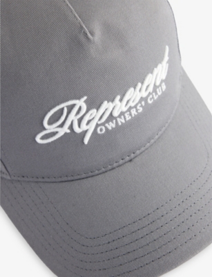 Represent Mens Slate Owners Club Script Cotton Cap In Gray