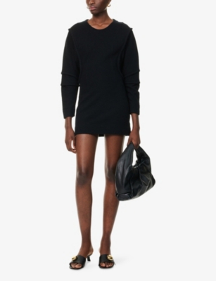 Eckhaus Latta Womens Dusk Regular-fit Pallas Wool-and-cotton Mini Dress Xs In Black