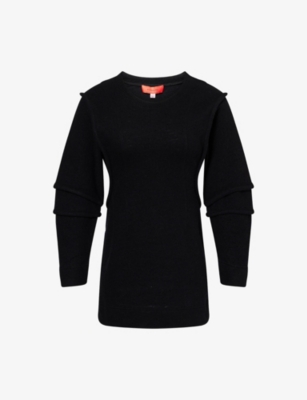 Eckhaus Latta Womens Dusk Regular-fit Pallas Wool-and-cotton Mini Dress Xs In Black