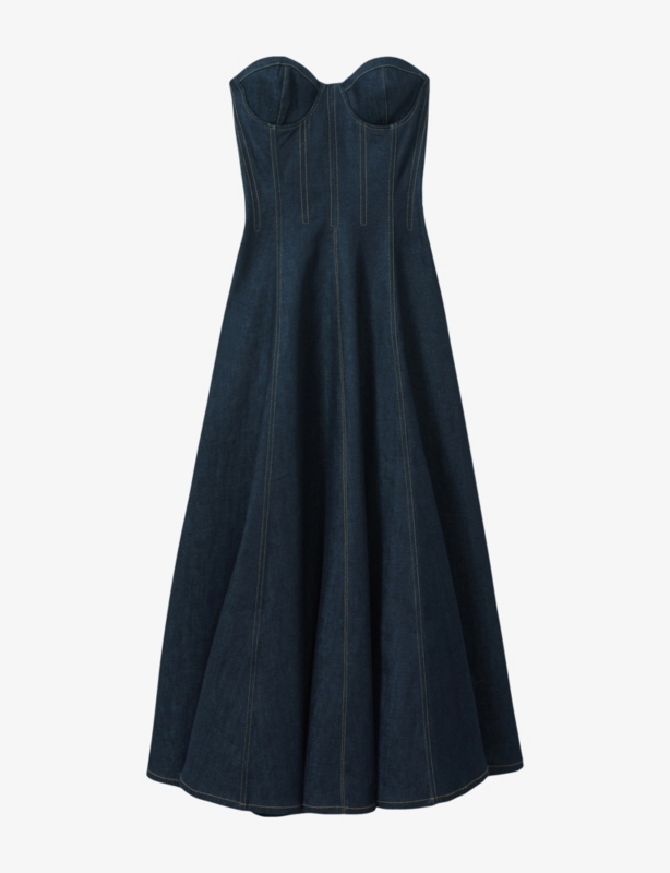 Rosa Strapless Denim Midi Dress