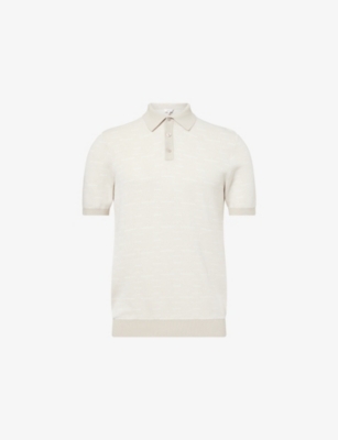 Este Geometric-Pattern Knitted Polo Shirt