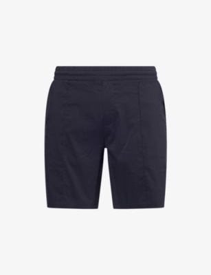 Arne Mens Navy Seersucker Relaxed-fit Cotton-blend Shorts In Blue