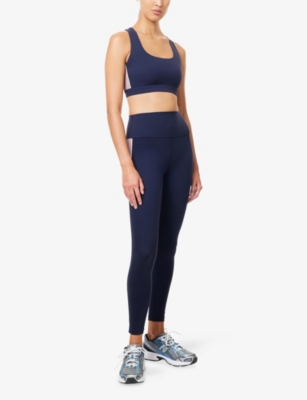 Splits59 Womens Indigo/blush Lexi Rigor Stretch-jersey Sports Bra In Blue