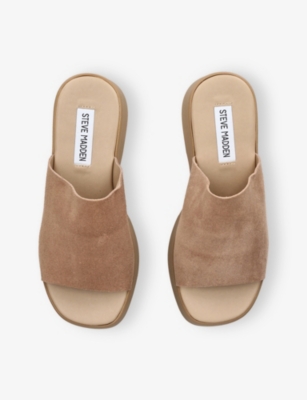 Steve Madden Womens Beige Slinky30 Suede Platform Sandals Eur 38/5 Uk In Brown