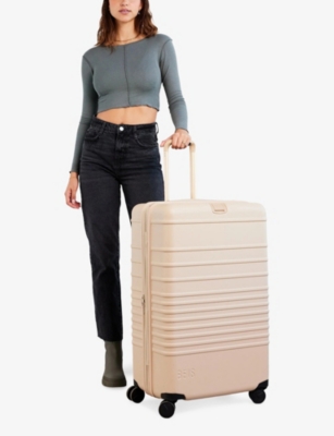 Beis Beige The Large Checkin Roller 4-wheel Expandable Suitcase In Sand