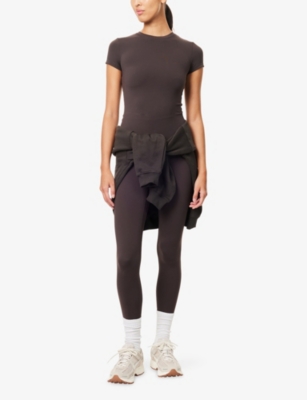 Adanola Womens Coffee Ultimate Logo-print Stretch-jersey Leggings In Brown