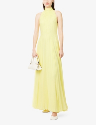 Givenchy Womens Acid Yellow Bow-embellished Sleeveless Silk Maxi Dress In Yellow